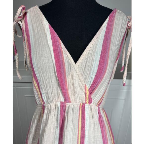 Marine Layer Sage Double Cloth Pink Stripe Maxi Dress Size M Beach Coastal Boho - Picture 2 of 13